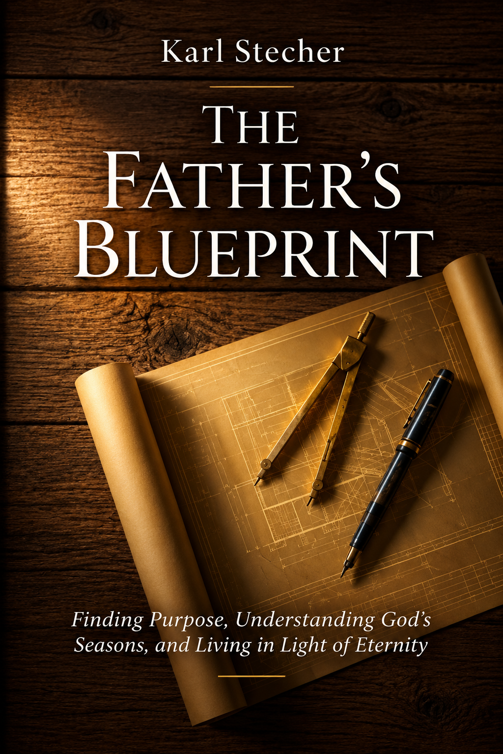Book cover of The Father’s Blueprint: Finding Purpose, Understanding God’s Seasons, and Living in Light of Eternity by Karl Stecher